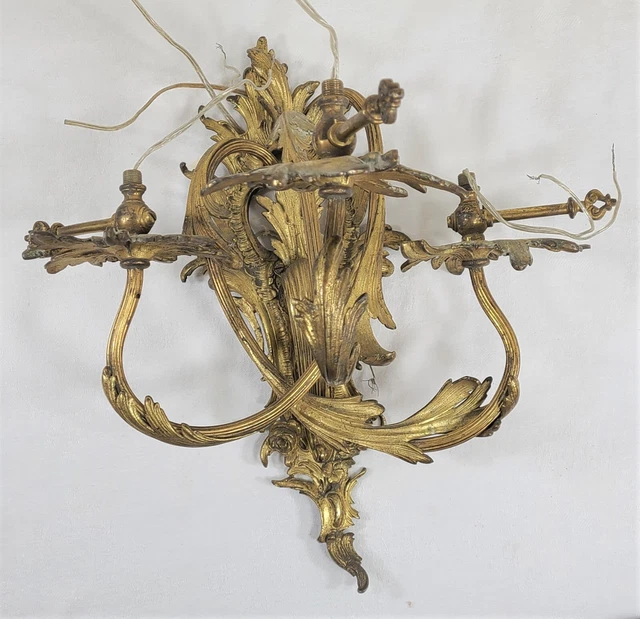Antique French XV Louis Style Gilted Bronze  Gas Wall Sconce