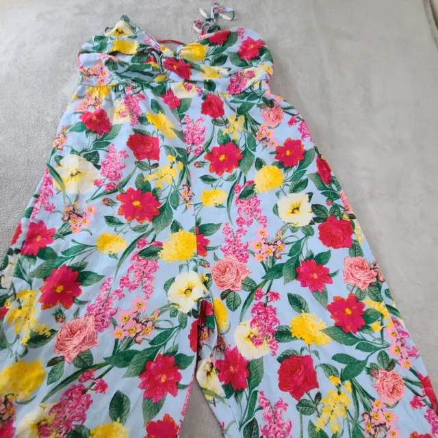 Old Navy One Piece Romper Women Size XL Blue Red Yellow Green Floral Linen Light