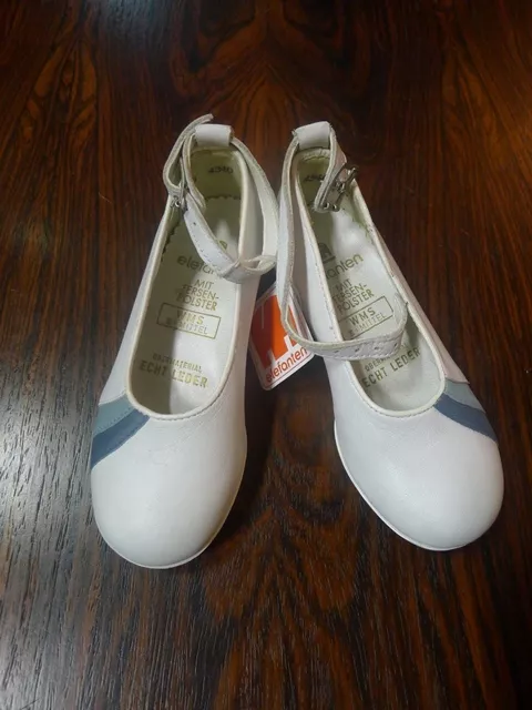 ELEFANTEN Kinder Schuhe Ballerinas Gr. 24 Weiß Leder 70er True Vintage 70s