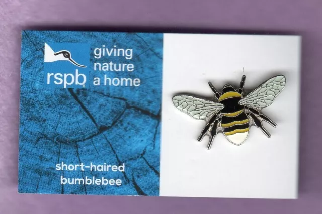 RSPB Pin Badge - Short-Haired Bumblebee - GNAH Blue Card - Free Postage