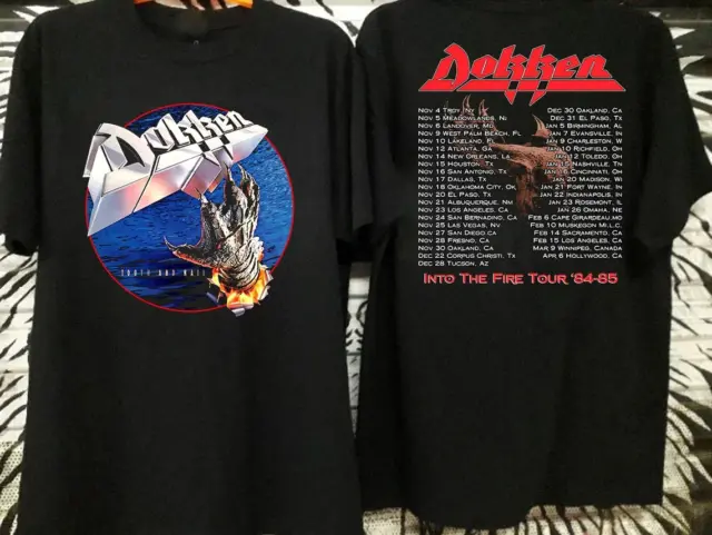 Vtg Dokken Tooth and Nail Into The Fire Tour Cotton Black Full Size Shirt 2A195