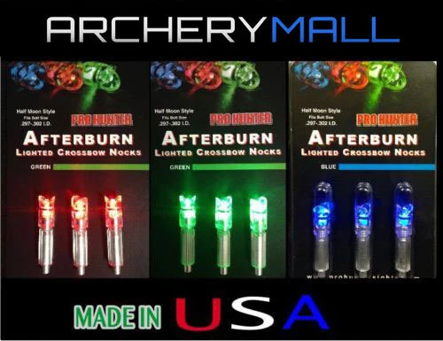 3 Afterburn Crossbow Arrow Lighted Nocks  Fits Bolts Size 297-302 (Made In Usa)
