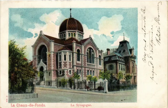 PC CPA JUDAICA, LA CHAUX DE FONDS, LA SYNAGOGUE, Vintage Postcard (b20136)