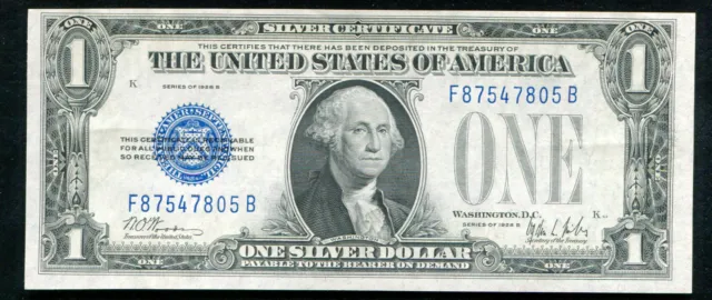 1928-B $1 One Dollar “Funnyback” Silver Certificate Choice Uncirculated