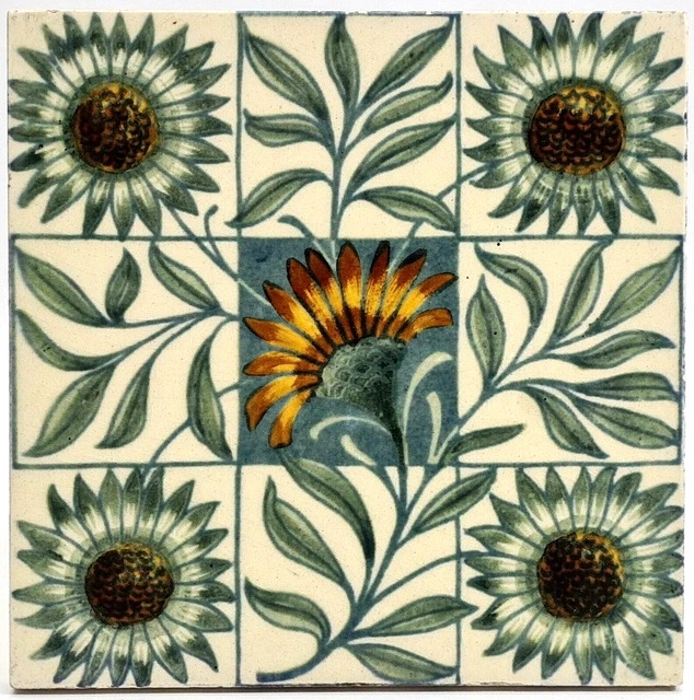 Antique Fireplace Tile W B Simpson & Sons William Morris Style