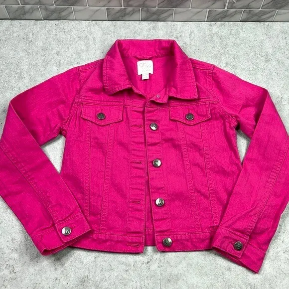 CHILDRENS PLACE Jean Jacket Girls Size XL 14 Pink Long Sleeve Denim