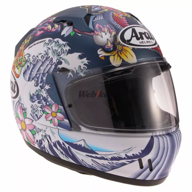 Arai Motorcycle Full Face Helmet XD Oriental Blue Japanese Style Pattern New