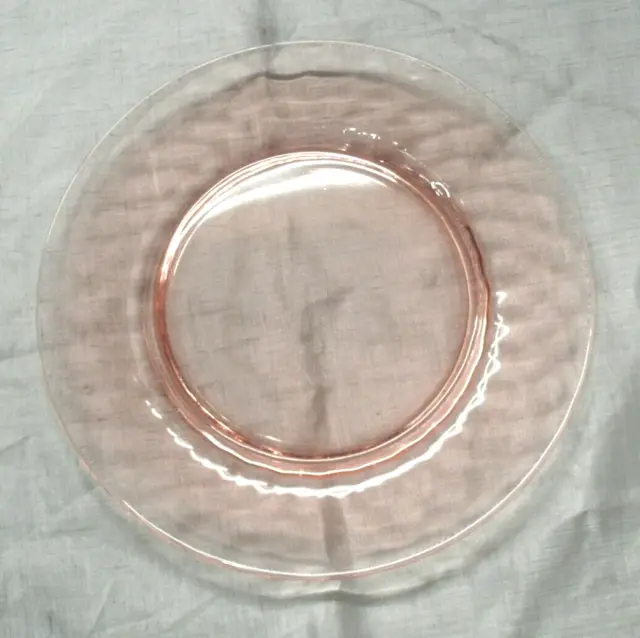 Vtg Jeannette HEX OPTIC? Pink Set of 4~7-1/2" Salad Dessert Plates Honeycomb EUC 2