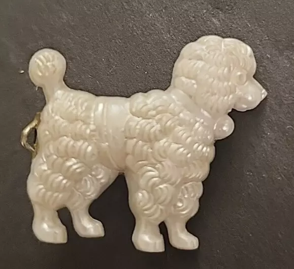 Vintage White Plastic Poodle Clip