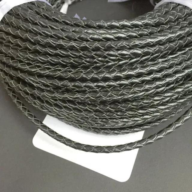 2m 3mm cordón redondo genuino trenzado cuerda de cuero Real joyería DIY
