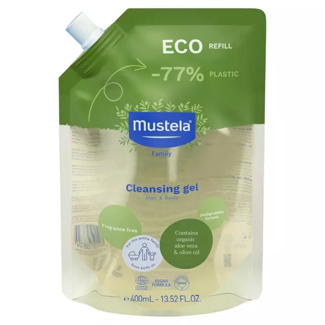 Mustela Certified Organic Cleansing Gel - Natural Hair & Body Wash with Olive Oi