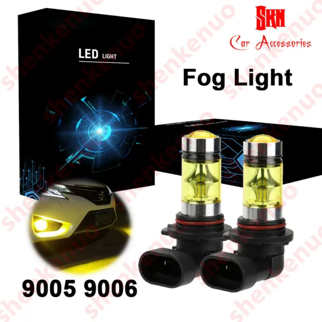 9005 HB3/ 9006 HB4 3000K Yellow LED Sidelight DRL Fog Light Bulb 100W High Power