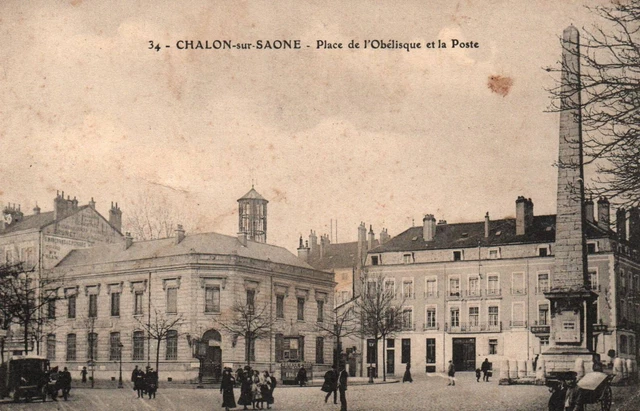 CPA 71 - CHALON SUR SAONE (S. & L.) - 34. Place de l'Obelisk et la Poste