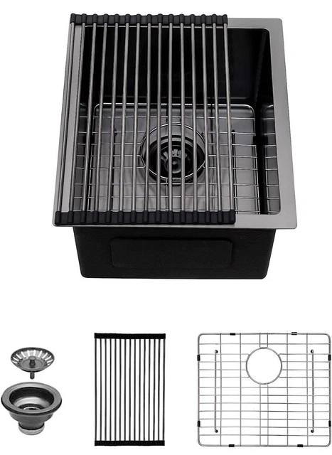 15 x 17 In Sarlai Stainless Steel Undermount Wet Bar Prep Sink Gunmetal Black