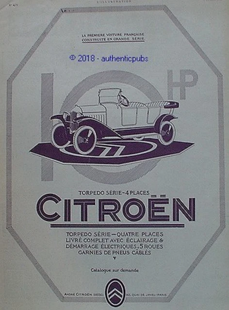 Publicite Citroen Voiture Francaise Torpedo Serie 4 Places 10 Hp De 1923 Ad Pub
