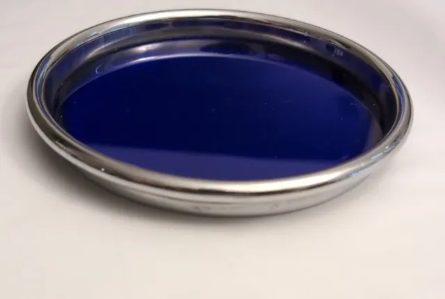 CHASE Cobalt Blue Glass Tray for Cocktail Shaker Set Vintage Art Deco USA