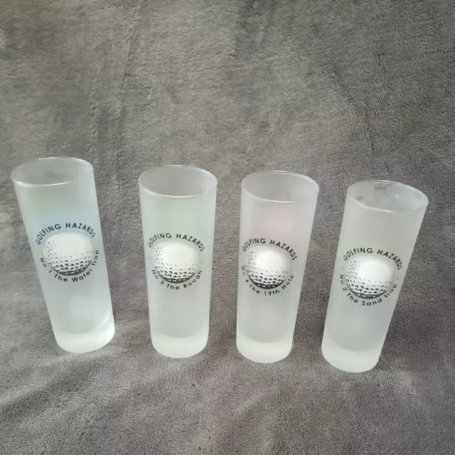 4 Golfing Hazard Frosted Glasses Numbers 1 to 4 Highball Glasses 300ml 6.5" tall