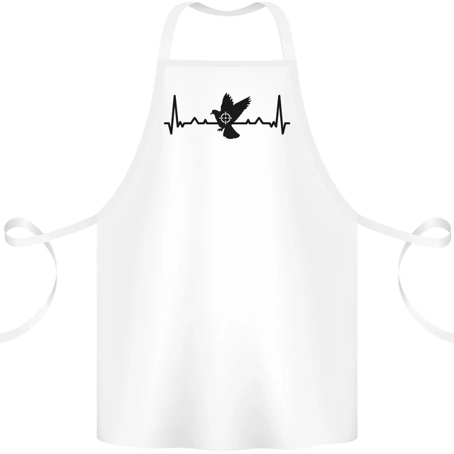 Pigeon Hunting Heart Beat ECG Hunter Cotton Apron 100% Organic