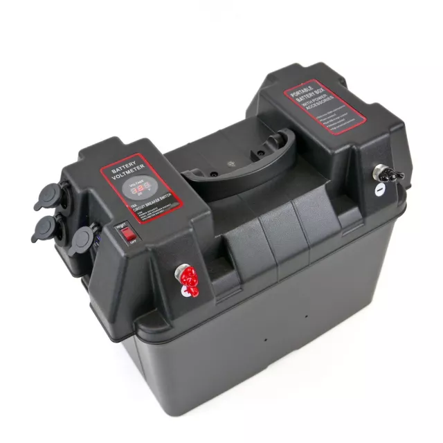 Trolling Motor Battery Power Box, 12V 60A fused output, 2xUSB, 2x12V sockets