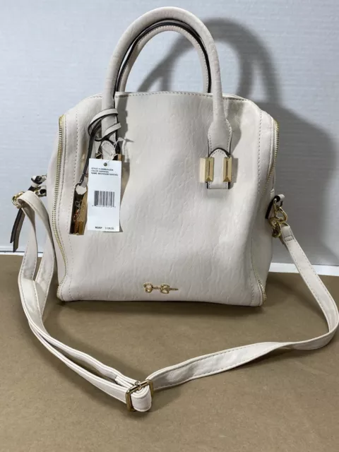 Jessica Simpson Large White Faux Leather MacKenzie Satchel Handbag MSRP $108 New