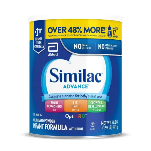 2 LARGE CANS OF SIMILAC ADVANCE /30.8 oz each. Not Recall
