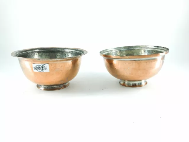 Par Antigua Cristaleria Tazas Cobre Para Balanza De Platos Hierro Años '50