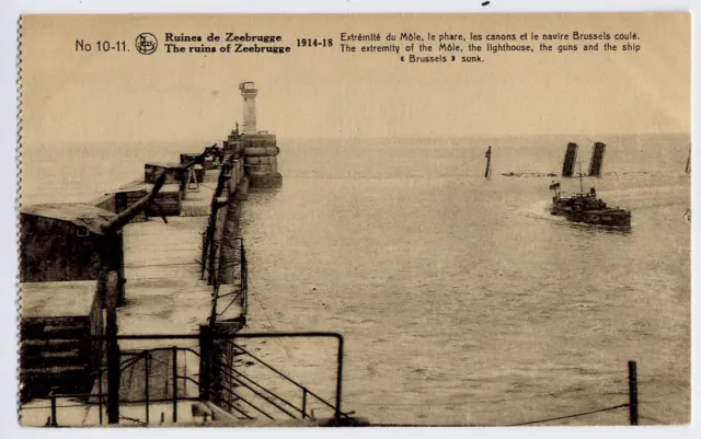 Zeebrugge, Belgium / Belge / Belgique WW1 Postcard CPA - Ship sunk in harbour