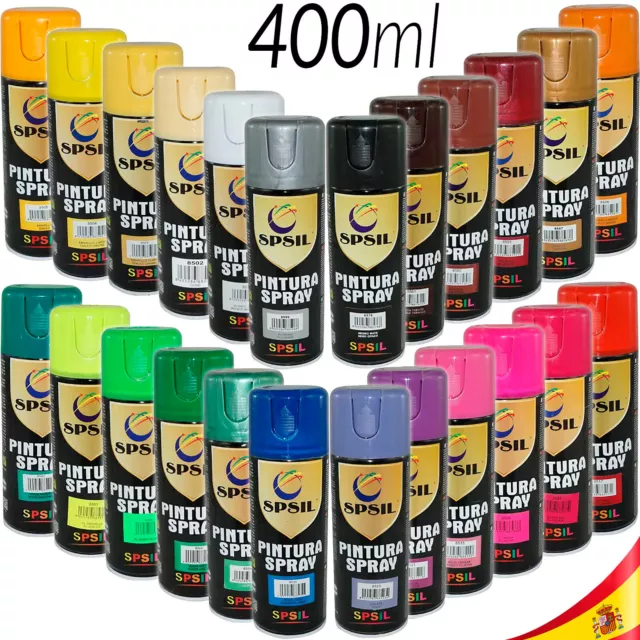 Pintura Spray Multicolores 400ml SPSIL Aerosol Coches Pared Madera Piedra Metal