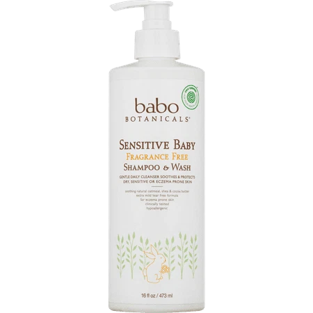 Babo Botanicals Sensitive Baby Fragrance Free Shampoo & Wash (Family Size)