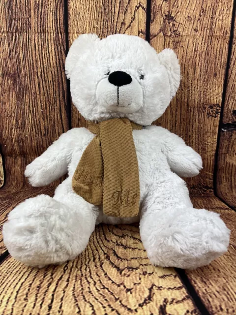 Fukei Industrial 18” White HUG ME Teddy Bear w/Scarf Plush Stuffed Animal Toy