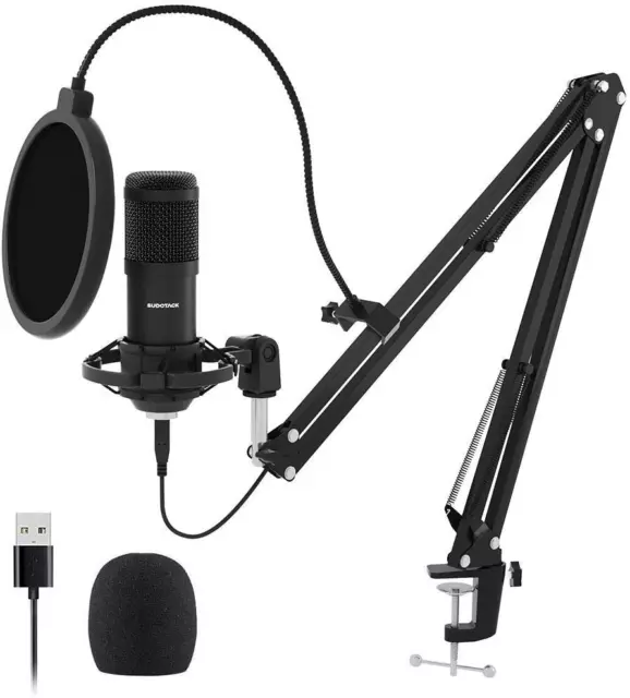 MOMAN EM1 Podcast Microphone USB PC Plug & Play for Recording Live  Streaming