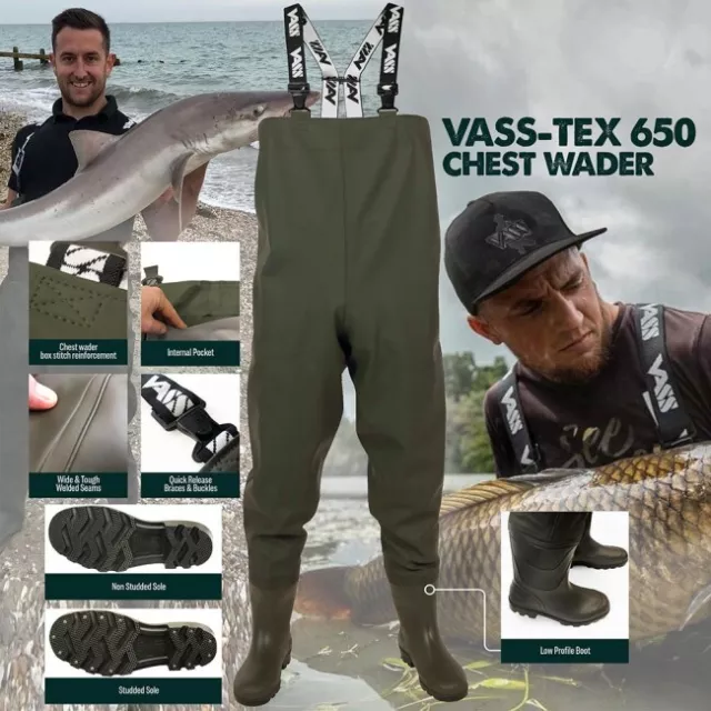 Vass-Tex 650-71 Chest Waders - Studded * NEW 2024 Stocks * Chest Waders