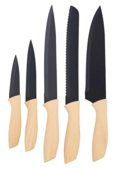 Grand Couteau De Cuisine Ancien "Les Trois Frères" - Inox, Manche Bois - France - Occasion
