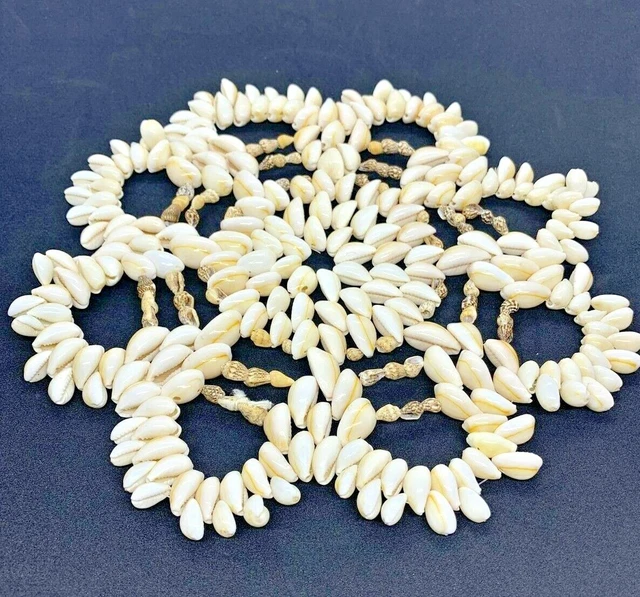 Vintage Cowrie Shell Trivet Boho Nautical Beach House  Decor 10" Flower
