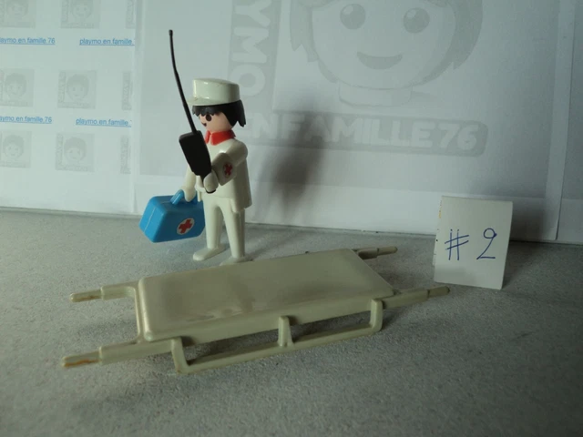 Lot Vintage Playmobil Pompiers - City Life - Pièces Diverses (civière, Véhicules)