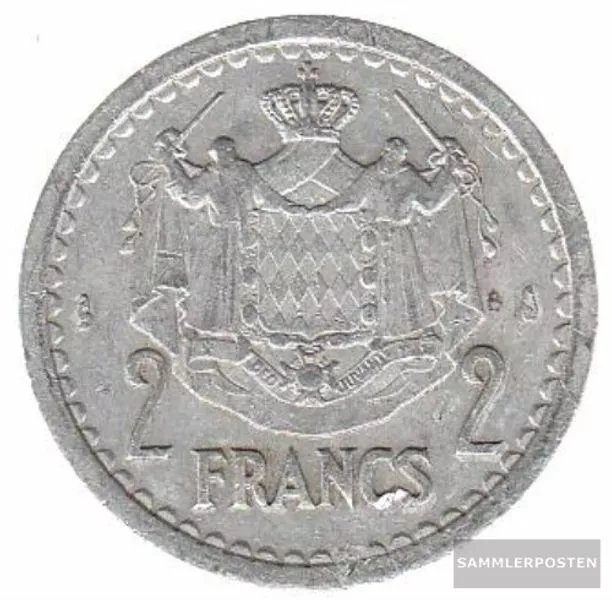 Monaco KM-Nr. : 121 1945 vorzüglich Aluminium-Bronze 1945 2 Francs Louis II.