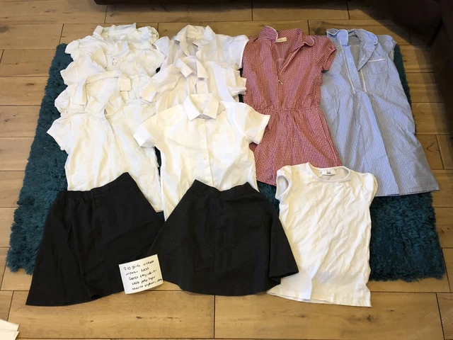 Polo top per ragazze 9-10 anni uniforme scolastica Next George grigio gonna bianca