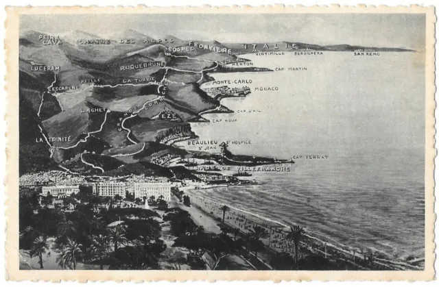 La Cote d'Azur de Nice à la cote Italienne CPSM dentelée écrite oblitérée~1950