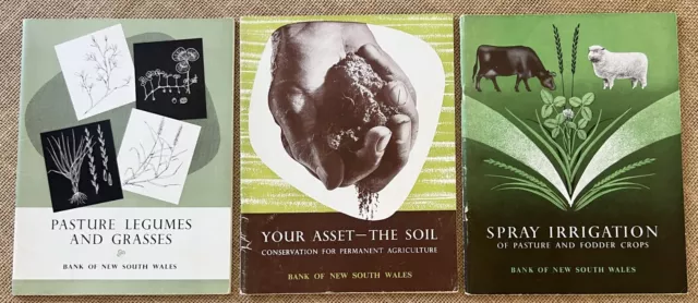 3 x Vintage Bank of New South Wales Farming Agriculture Irrigation Pasture Books