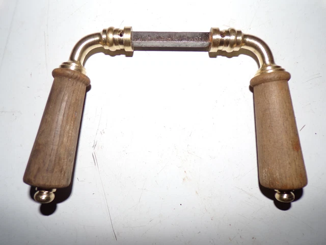 Lot De 5 Poignées Boutons En Bois Avec Bagues Laiton - Pour Porte Communication Carré 7 - Occasion Fonctionnel