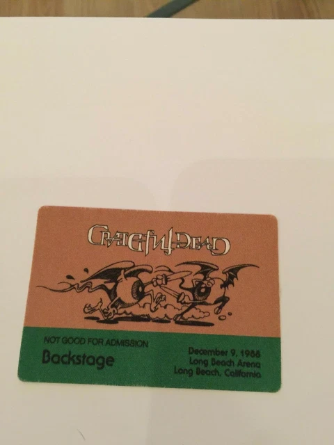 Grateful Dead Backstage Pass Rare 12-9-88 Long Beach Arena Rick Griffin 1988