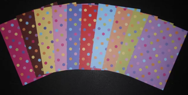 10 x COLOURFUL SPOTS ~Scrapbooking/Cardmaking Papers~ 15cm x 10cm (6" x 4")