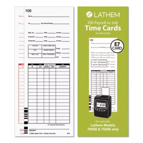 Lathem Time E79-100 Time Cards For Lathem 7000e And 7500e Time Clocks,