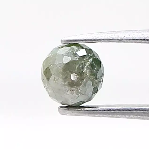 Diamante Natural 0.54CT 3.9MM Grisáceo Verde Brillante Perforado Redondo Cuenta