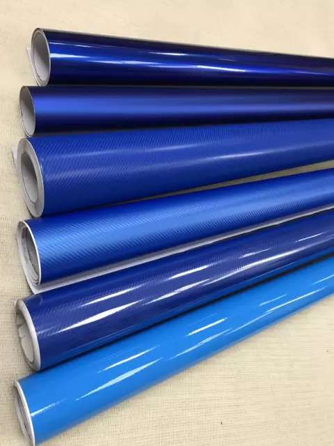 BLUE Carbon Fibre matte Gloss Vinyl Film Car Wrap DIY Waterproof 30cm x 1.52m 2