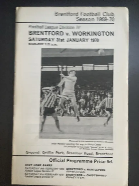 Brentford v Workington(Division 4 69/70) 31/1/70 + Football League Review