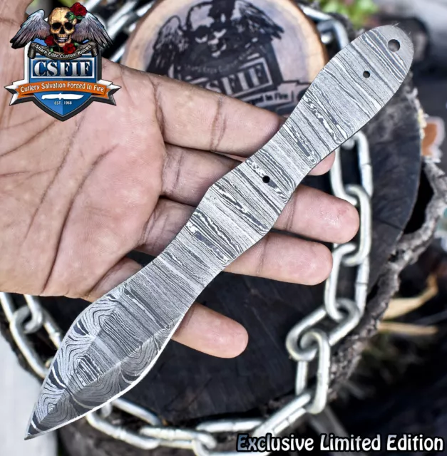CSFIF Hand Forged Twist Damascus Blank Blade Wootz Outdoor Veterans Gift