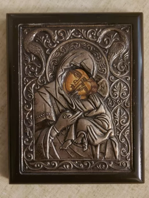 Holy Mother of God Religious Orthodox Byzantine Icon Silver Hand Painting!!!