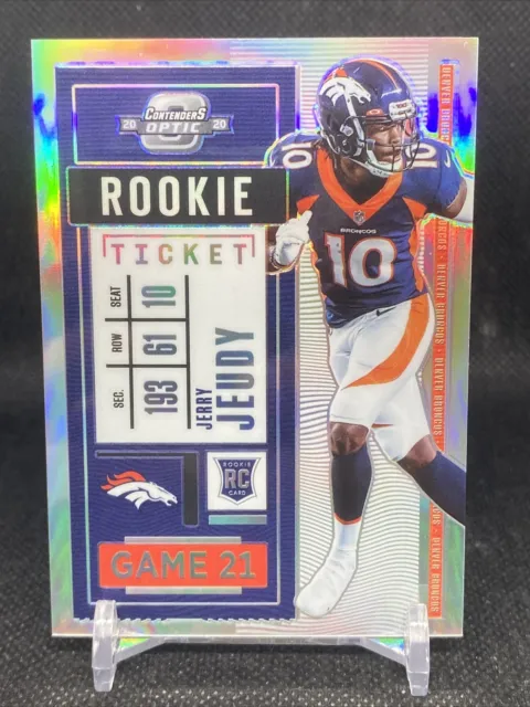 2020 Jerry Jeudy Contenders Optic Silver Prizm Rookie Ticket Broncos Great Cond.