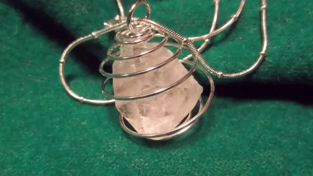 Collana con CRISTALLO di ROCCA o QUARZO IALINO GREZZO cristalloterapi chakra zen